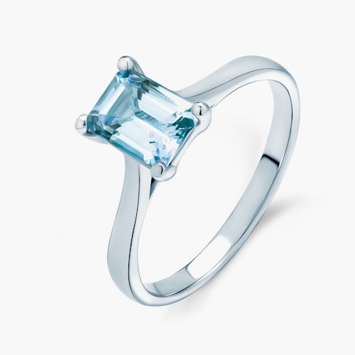 Pierścionek zaręczynowy SAVICKI: białe złoto, akwamaryn